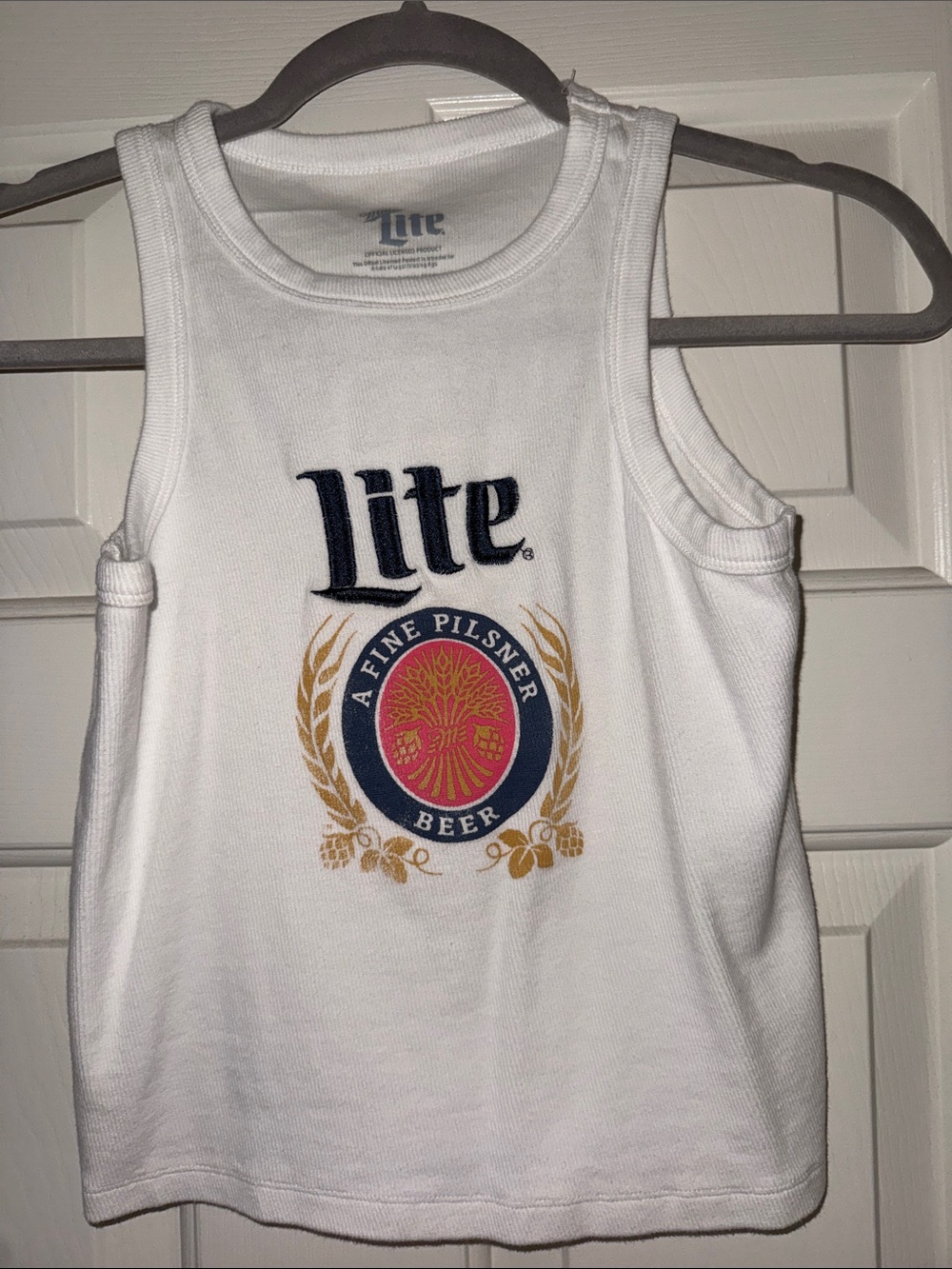 White Kids Tank Top with Pilsner Crest